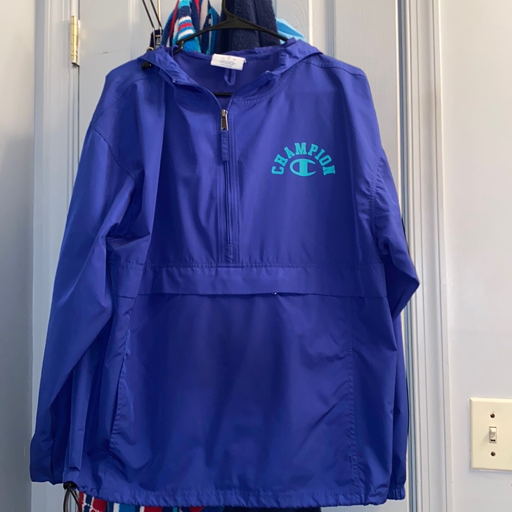 Hooded Champion Windbreaker - Blue (Size Medium)